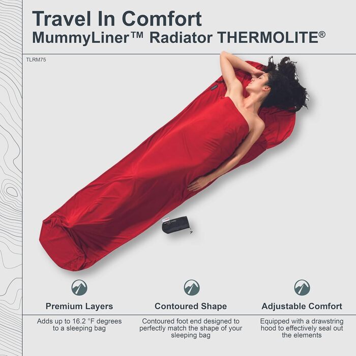 Термоспальник кокон Mummy Liner - Thermolite Radiator lava red 0