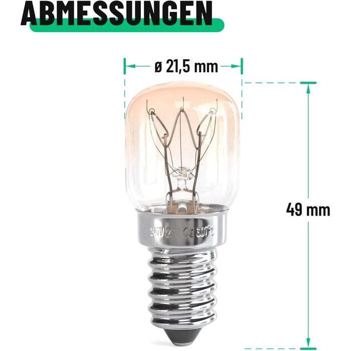 Великий. 2 лампи для духовки E14 25 Вт, 300 градусів, термостійкість - лампочка для духовки 230 В 25 Вт для духовки, лампа з соляним кристалом, мікрохвильова піч, лавова лампа та багато іншого - лампа для духовки 25 Вт, 300 градусів, 175 люмен і 2700 К те