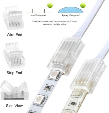 Контактна світлодіодна стрічка 10 мм і 10 м 3-контактний подовжувач Аксесуари для світлодіодних стрічок з викруткою для світлодіодних стрічок WS2811/WS2812B (4-контактний комплект), 10 шт., 3-