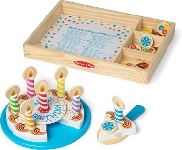 Дерев'яний торт на день народження Melissa & Doug Рольова гра Ігрова їжа для дітей 3 Подарунок для хлопчиків або дівчаток Новий