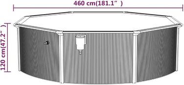 Круглий басейн Bounv Ø460x120 см Басейн зі сталевим каркасом Басейн Басейн зі сталевими стінками Наземний басейн Садовий басейн Дитячий басейн Сімейний басейн Каркасний басейн зі сталевою стінкою з пісочним фільтром Насос 460x120 см Басейн насос