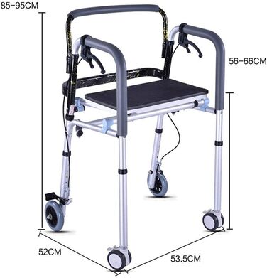 Допоміжний засіб для ходьби, 4 колеса з колесами, сидіння, спинка та сумка для зберігання Допоміжний засіб для ходьби для людей похилого віку Міцна алюмінієва рама підтримує допоміжний засіб для ходьби