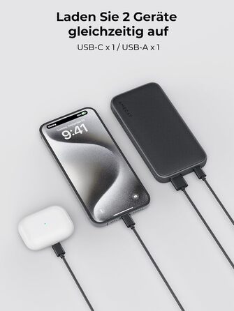 Маленький, але міцний, 15 Вт USB C вхід і вихід, зовнішні батареї для мобільних телефонів, сумісні зі смартфонами, планшетами, ноутбуками, навушниками тощо, 10000mAh 2 Pack Ultra Slim Power Bank