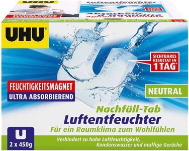 Мішок для заправки осушувача UHU 2 шт. 450 г в комплекті запобігає появі вологи та затхлих запахів