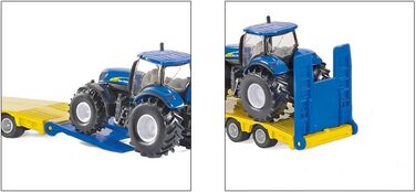 Вантажівка з тракторами New Holland, 187, метал/пластик, жовтий/синій, багато функцій Вантажівка з тракторами, 1805