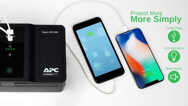 Джерело безперебійного живлення APC by Schneider Electric ES - BE650G2-Великобританія - 650 ВА (8 виходів, захист від перенапруг, 1 USB-порт для заряджання) (850 ВА / 520 Вт)