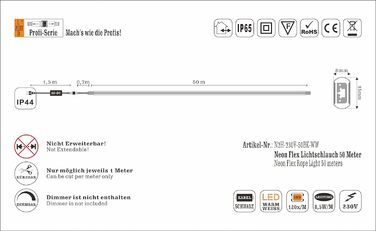 Професійна серія - світлодіодна неонова гнучка світлова стрічка, мотузковий світильник, зовнішня та внутрішня, 230 В, 120 світлодіодів/м, водонепроникна IP65, з можливістю затемнення, з можливістю укорочення. Сад, Прикраса, Зроби сам, Світлодіодна стрічка