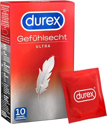 Презервативи Durex Extra Thin для більш інтенсивних відчуттів з 20 тоншого матеріалу на кінчику Durex Feeling Ultra 24 шт. и