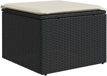 Табурет садовий з подушкою чорний 55x55x37 см Poly Rattan,366001