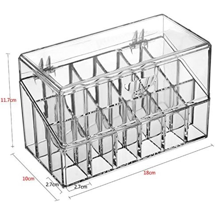 Прозора коробка для зберігання косметичного органайзера з ковдрою Коробка для зберігання губної помади 18 * 10 * 11,7 см