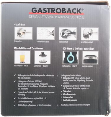 Ручний блендер GASTROBACK Design Advanced Pro E, чорний, сріблястий