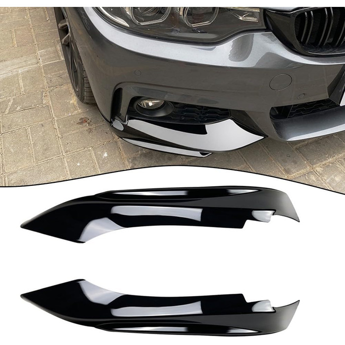 Для BMW 4 Series F32 F33 F36 M Sport 2014-2020 2 x Глянцева чорна губа переднього бампера