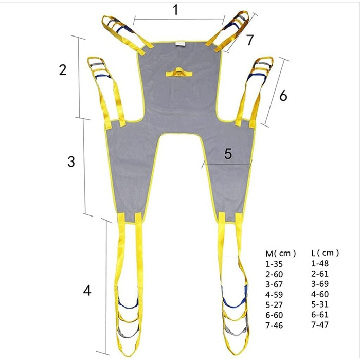 Слінг, строп для підйому людей похилого віку для підйому пацієнта та підйому стелі, слінг, допомога для пересування з підйомом ніг (розмір середній) (M)