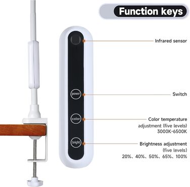Настільна лампа Rigors 80 см з подвійною головою, світлодіодна лампа з регулюванням яскравості, лампа денного світла 1200 лм для столу, затискна офісна лампа для захисту очей 5 кольорів 10 яскравості, 360 настільна лампа на гусячій шиї з адаптером живленн
