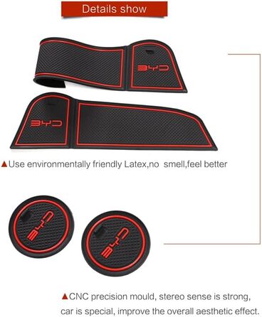 Автомобільні аксесуари для BYD Seal Cat Mats Premium Groove Mats Liner - підстаканник, центральна консоль, вставки в дверні кишені, салон автомобіля, нековзний, гумовий килимок проти пилу, Noctilucent BYD Seal Noctilucent