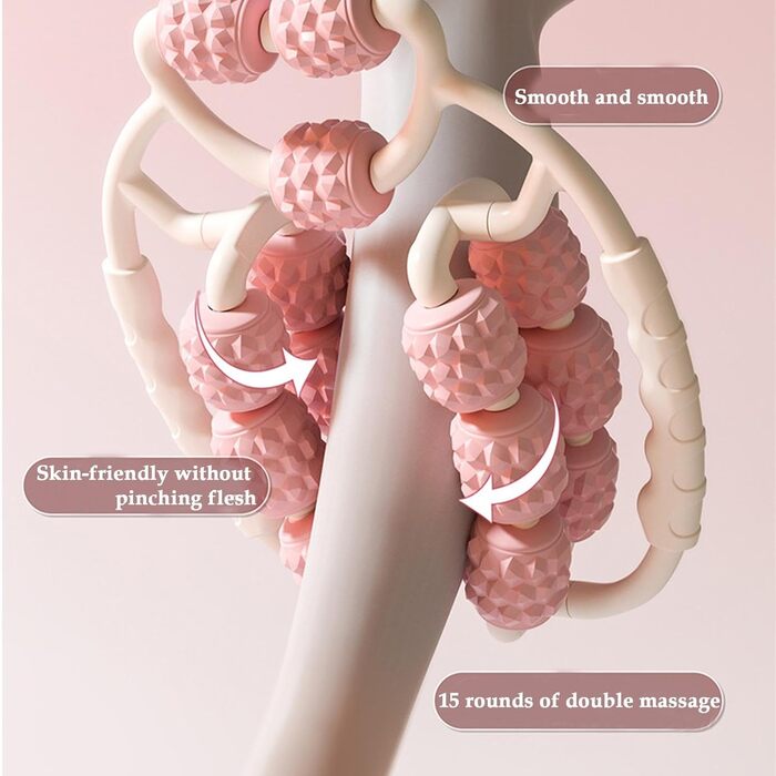 Ролик для шини гомілки, унікальний масажер для литкових м'язів, пінний ролик з 15 колісною тригерною точкою, масажер глибоких тканин на 360, фітнес-вправи, масажер для жінок і чоловіків Rose
