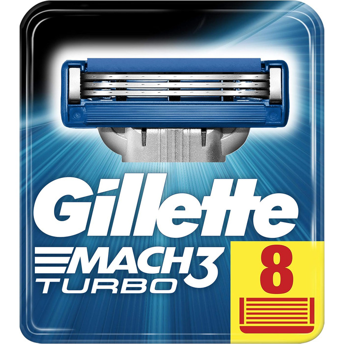 Леза для бритви Gillette Mach3 Turbo для чоловіків, 1 упаковка (1 x 8 шт. )