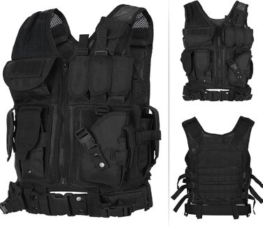 Відкритий жилет Molle Vest Модульний носій спорядження Регульований тренувальний ігровий пейнтбольний штурмовий жилет бойовий тренувальний M Чорний