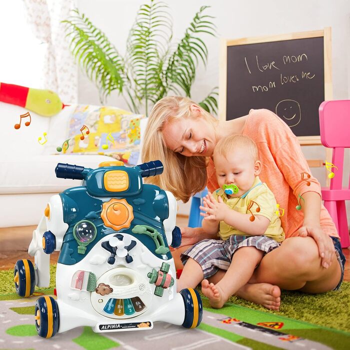 Ходунки для немовлят GOPLUS 3-в-1, як Play Center Baby Walker Ride-on Car, знімна ігрова дошка, зі світлом і музикою, універсальна іграшка, подарунок на 12-36 місяців (синій)