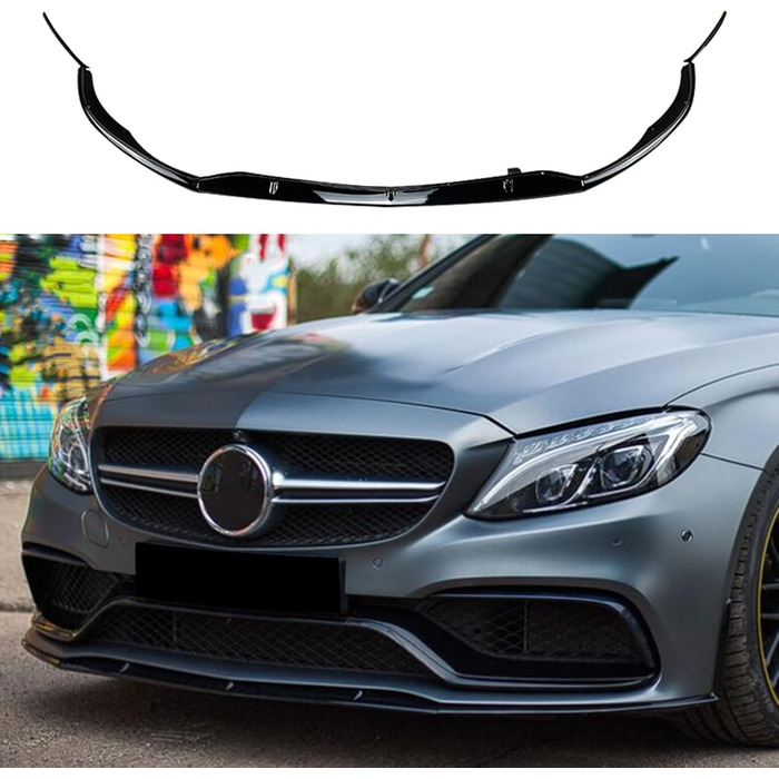 Губа спойлера переднього бампера для Mercedes Benz W205 C205 C63 AMG 15-22 Gloss Black