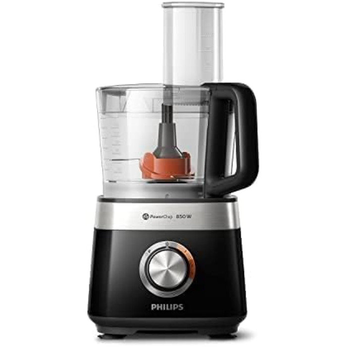 Компактний кухонний комбайн Philips Viva Collection - 800 Вт, з технологією PowerChop, 29 функцій, скибочка 2-в-1, соковижималка для цитрусових, чорний (HR7510/10) 800 Вт, 29 функцій