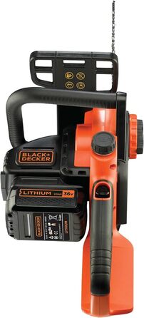 Акумуляторна літій-іонна ланцюгова пила BlackDecker 36V GKC3630L20 з акумулятором та зарядним пристроєм / Ідеально підходить для деревообробки та садівництва / Довжина полотна 30 см