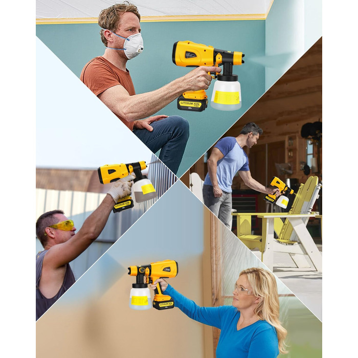 Акумуляторний фарборозпилювач для акумулятора Dewalt 18v 54v, фарборозпилювач HVLP для шаф автомобілів стін меблів фарбування будинків (тільки інструмент) Для акумулятора Dewalt