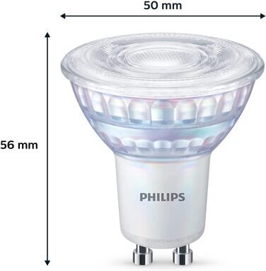 Лампи Philips LED Classic GU10 теплого світіння (50 Вт), світлодіодні плями з рефлектором із регулюванням яскравості та теплим білим світлом, енергозберігаючі лампи з тривалим терміном служби (50 Вт, упаковка з 2 шт. , з можливістю затемнення теплого світ