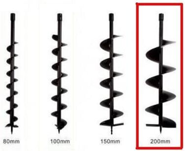 ЗАМІННИЙ ҐРУНТОВИЙ БУРИЛЬНИК ДОВЖИНА БУРИЛЬНИКА 80CM, Ø 200MM, 200