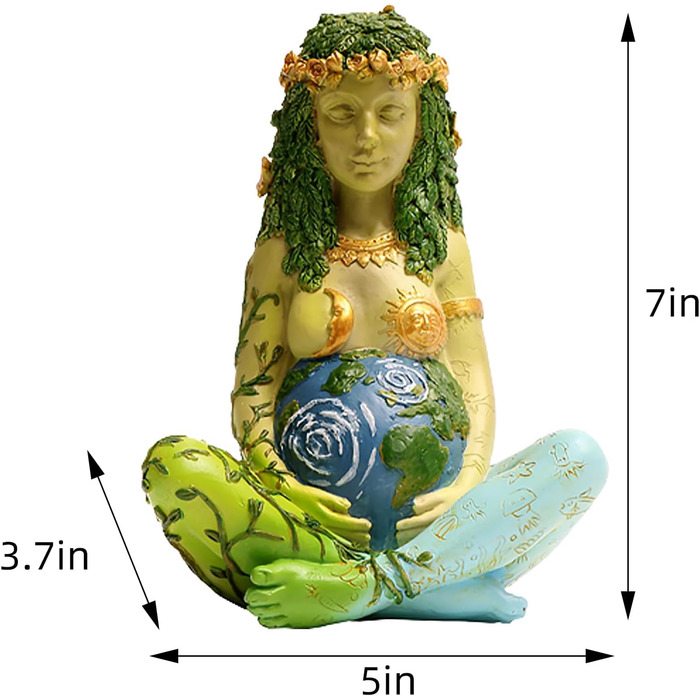 Статуя Матері-Землі Tuzsocr 17,8 см, статуя богині Геї, художня статуя із синтетичної смоли, розписана вручну цілюща фігура, відлита з найтоншої смоли, красиво відлитий дизайн, для прикраси будинку