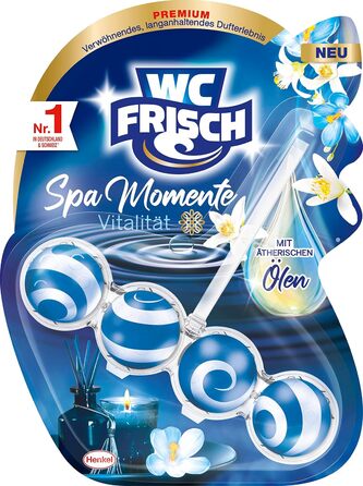 Туалетний камінь Toilet Fresh Spa Moments Vitality (10 x 50 г), ополіскувач для туалету з розкішними ефірними оліями, туалетний камінь для насолоди та тривалого аромату 10 упаковок 10 шт. ука (1 упаковка)