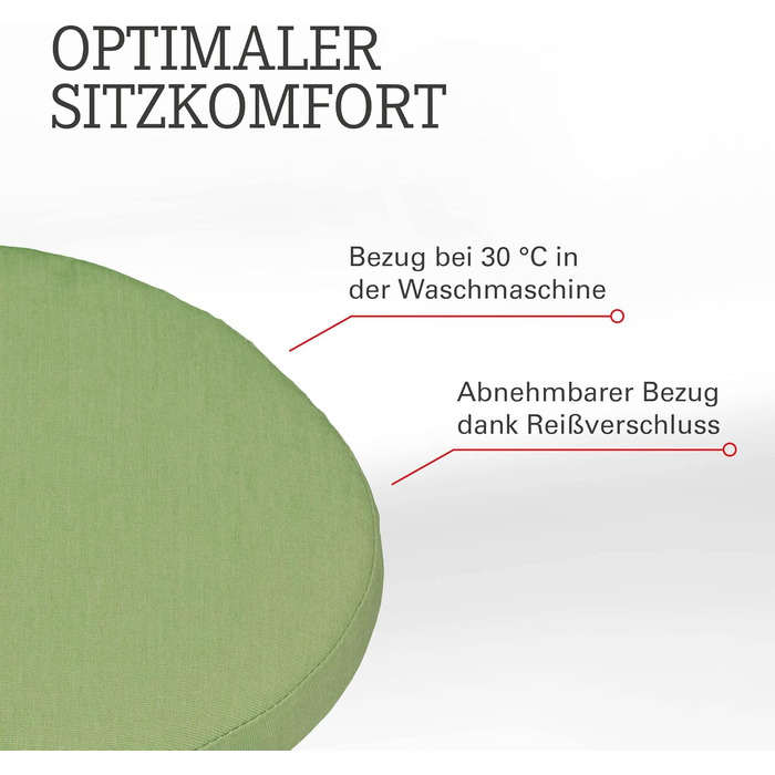 Крісло-подушка для сидіння Beo Зроблено в ЄС Подушка для крісла, яку можна прати, зі знімним чохлом Ідеально підходить для приміщень і вулиці Подушка сидіння кругла Ø 40см Дихаюча подушка сидіння в зеленому кольорі