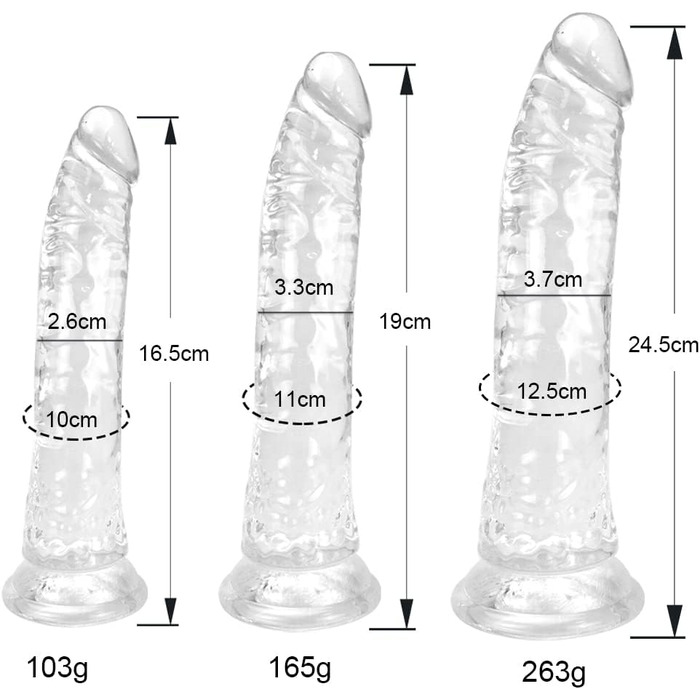 Прозорий набір фалоімітаторів з присоскою - Реалістичні анальні фалоімітатори для чоловіків у 3 розмірах (маленькі, великі, величезні) - Ідеально підходять для початківців та просунутих
