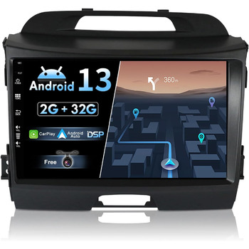 Автомобільна стереосистема JOYX Android 13 IPS Double Din підходить для Kia Sportage (2010-2015) - Вбудований CarPlay Android Auto - Камера заднього виду БЕЗКОШТОВНО - 9 дюймів 2G32G - Управління на кермі 4G WiFi DAB BT Mirrorlink