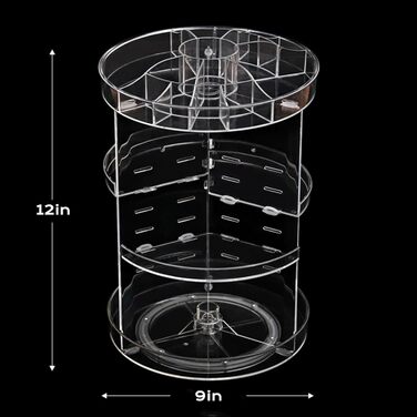 Органайзер для макіяжу, що обертається на 360 градусів, 8 рівнів, регульований, прозорий, однотонний, акриловий, поворотний органайзер для макіяжу, підходить для губних помад, парфумерії, засобів по догляду за шкірою, косметики