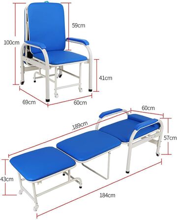 Крісло-компаньйон і ліжко HFLKKC Медичне одинарне портативне розкладне крісло та ліжко Лікарня вдома Крісло для сну