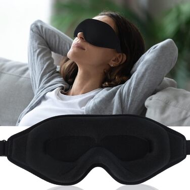 Маска для сну для чоловіків і жінок, Eysilk 2022 New Upgrade 3D Deep Sleep Mask Comfortable, маска для очей для тих, хто спить на боці, дихаюча 100 світлоблокуюча маска для сну для подорожей, йога (чорна)