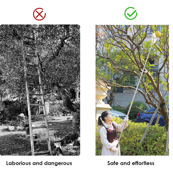 Плодозбиральна машина з телескопічною ручкою, регульована довжина 7 м, легкий, легкий комбайн, наддовга плодозбиральна машина, практичний помічник у збиранні врожаю Плодозбиральна машина для яблук, апельсинів, лимонів, груш.