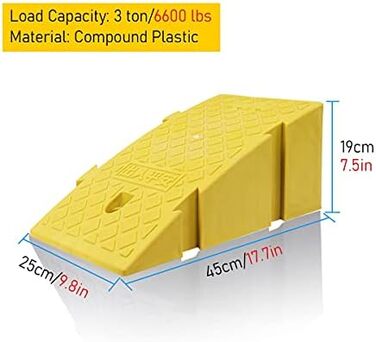 Нековзний автомобільний пандус, 2 шт. и, легкі пластикові пандуси для інвалідних візків, комплект підйомних пандусів, газонокосарка, інвалідні візки для інвалідів (колір жовтий, розмір 25 х 45 х 19 см) жовтий 25х45х19см