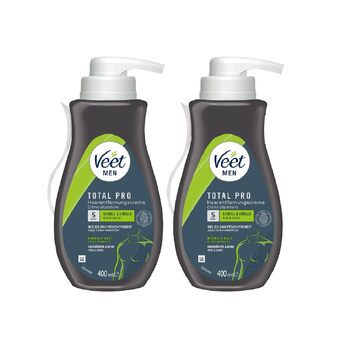 Крем для видалення волосся Veet for Men Sensitive Power в практичному дозаторі зі шпателем - Швидка та ефективна епіляція для чоловіків всього за 5-10 хвилин - 2 упаковки (2 x 400 мл)