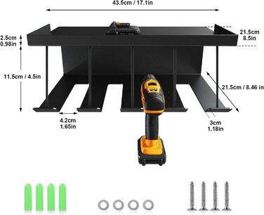 Зберігання інструментів Зберігання Настінне кріплення Акумуляторний ударний дриль-шуруповерт, 4 слоти Надміцна електрична дриль Настінна стійка для зберігання Викрутка Організація Тримач інструменту Стійка для інструментів.