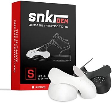 Протектор для кросівок SNKR DEN - захист від зминання для всього взуття - розмір S/жінки 36-40, 2 пари, чорний і білий, маленький 3-6.5