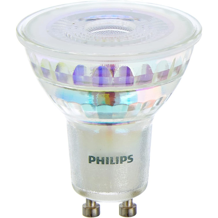 Лампи Philips LED Classic GU10 Warm Glow (50 Вт), світлодіодні плями з рефлектором із регулюванням яскравості та теплим білим світлом, енергозберігаючі лампи з тривалим терміном служби (50 Вт, 2 упаковки, без регулювання яскравості)