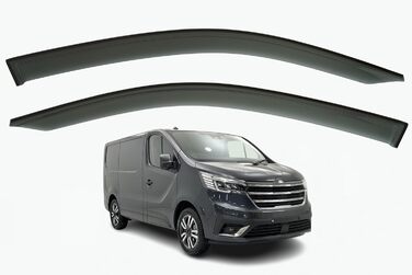 Набір з 2 вітрових дефлекторів, що залипають, сумісний з моделями Renault Trafic з 2014 по 2024 рік, підходить для моделей Opel Vivaro B 2014 до 2018 року, підходить для моделей Nissan NV300 з 2014 по 2021 рік, підходить для