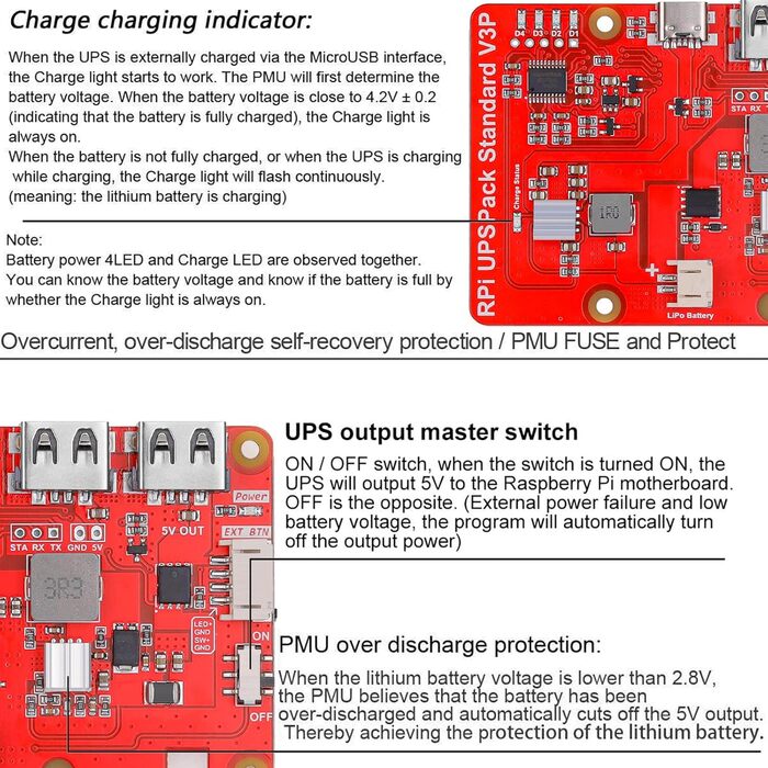 Блок живлення Raspberry Pi 4 Капелюх ДБЖ USB Живлення плати розширення з батареєю 4000 мАг для Raspberry Pi 4B 3B 3B 2B 2B