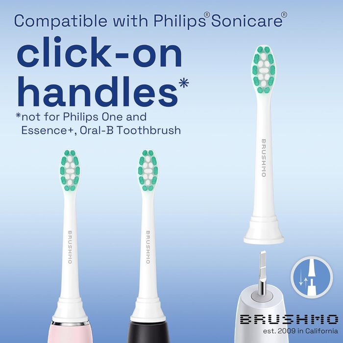 Змінні щітки Brushmo, сумісні з електричною зубною щіткою Philips Sonicare, білі, 8 упаковок (модель BM928)