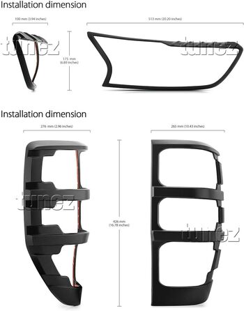 Чохол tunez FRM07MK2 Ranger PX Wildtrak T6 MK2 чорний передній задній ліхтар матовий