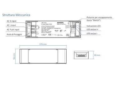 Блок живлення Dimmable, 24 В, 75 Вт, Dimmable, з кнопкою N.O. Push Dimmer і пультом дистанційного керування RF 2.4 G, для LED стрічки 24 В, Skydance PB-75-24 24V 75W