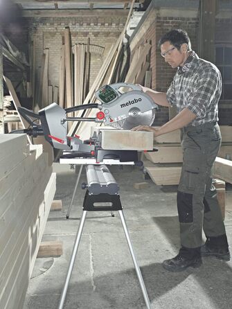 Поперечна пила Metabo KGS 315 Plus (1600 Вт, пила з функцією протягування, макс. Ширина різання 90/45 320 / 223 мм, макс. Глибина різання 90/45 120 / 76 мм, вкл. висувний подовжувач столу) 0103150000