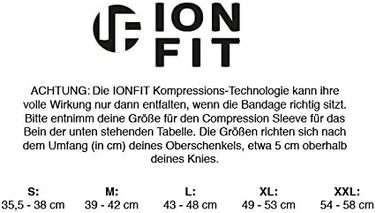 Компресійний рукав Ionfit Compression Sleeve для ніг/колін, рекомендований Detlef Soost, проти запаху, антибактеріальний, розміри S-XXL, чорний, L